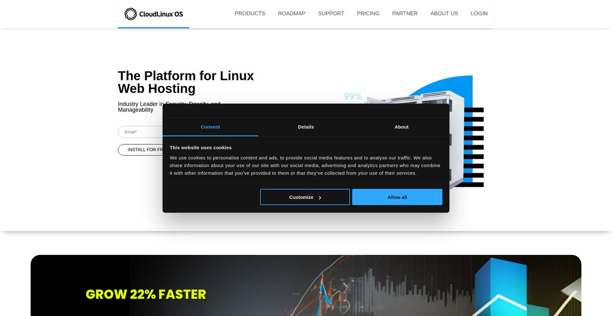CloudLinux OS: The Platform for Linux Web Hosting. Screenshot