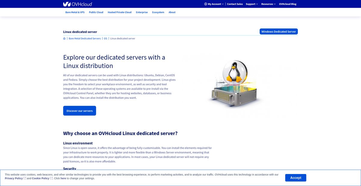 Linux dedicated server hosting Screenshot