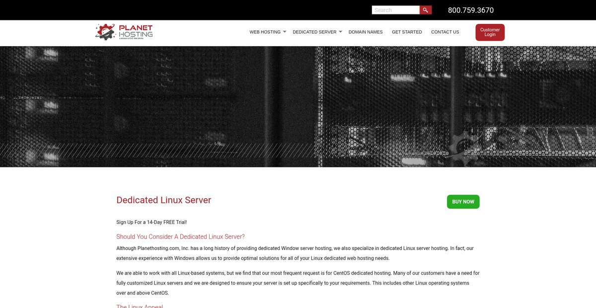 Dedicated Linux Server | Planet Hosting Screenshot