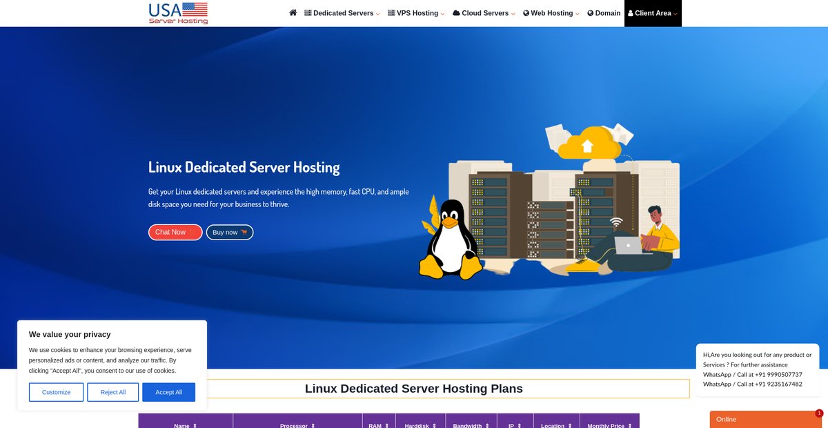 Linux Dedicated Server With Best Hosting Solutions Offer By Onlive Server Screenshot