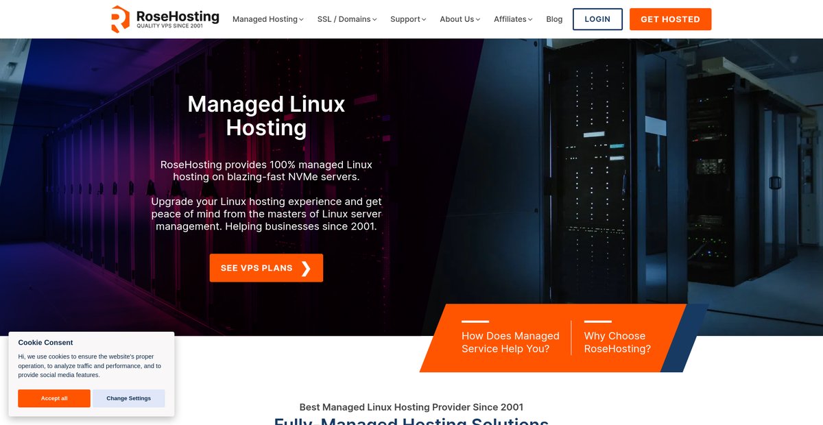 RoseHosting: Best-Value Managed Linux Hosting Screenshot
