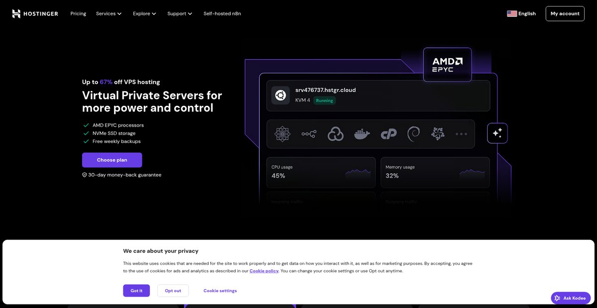 VPS Hosting | Powerful KVM-based Virtual Private Server Screenshot