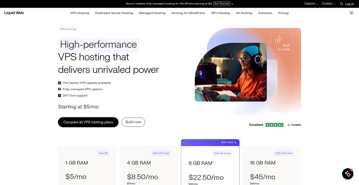 VPS Hosting Starting at $5/mo Screenshot