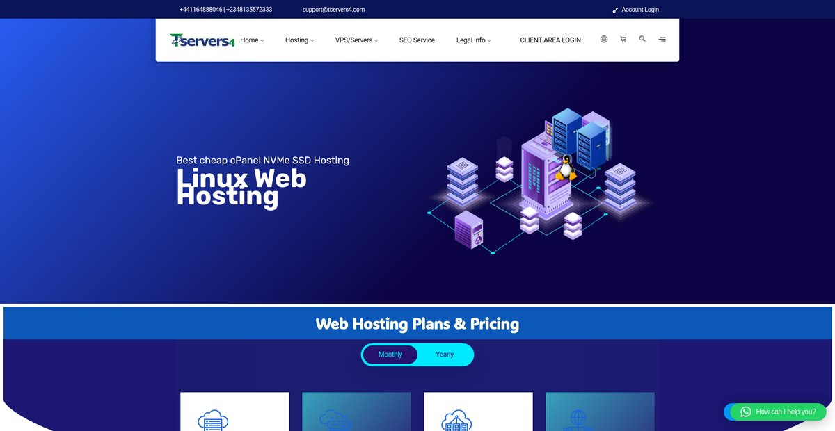 Linux Web Hosting UK & Nigeria - Unlimited NVMe SSD cPanel from 75cent monthly Screenshot