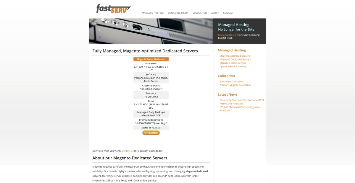Magento Dedicated Server - Fast Serv Networks, LLC Screenshot