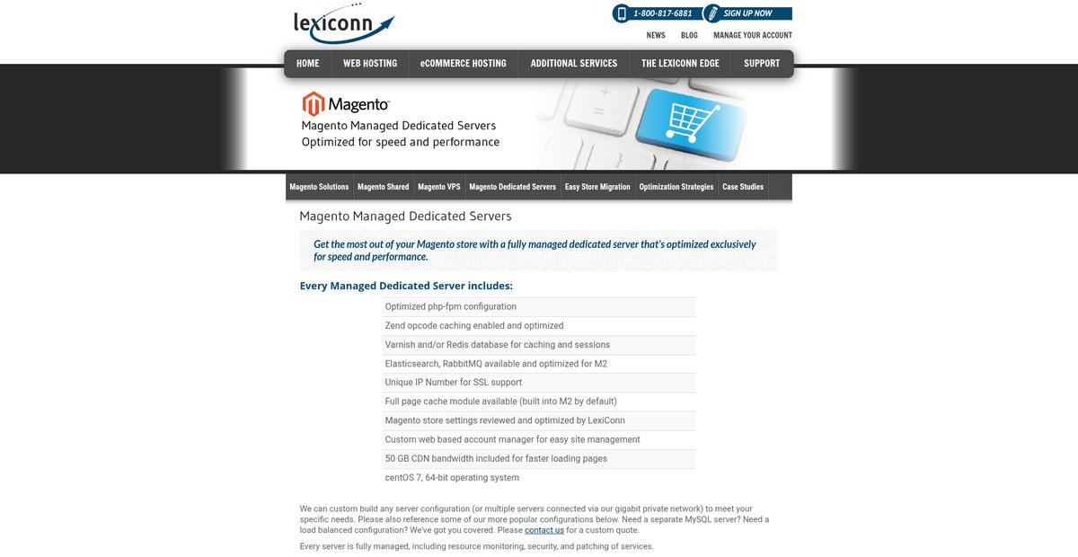Magento Managed Dedicated Servers Screenshot