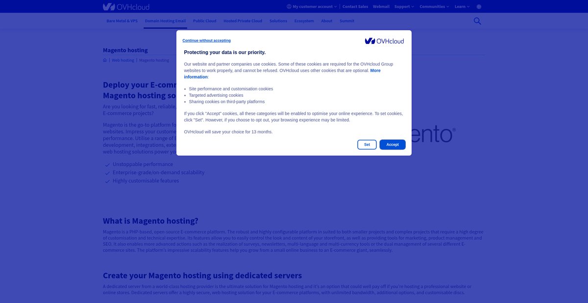 Magento Hosting Screenshot