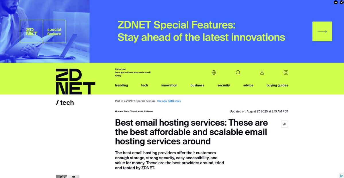 Best email hosting services 2025: My top picks for personal ... Screenshot