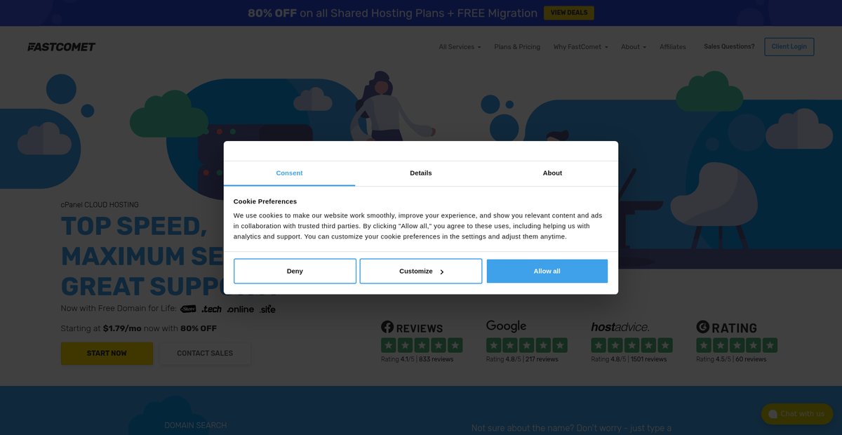 FastComet - Managed Cloud Hosting with 24/7 Support Screenshot
