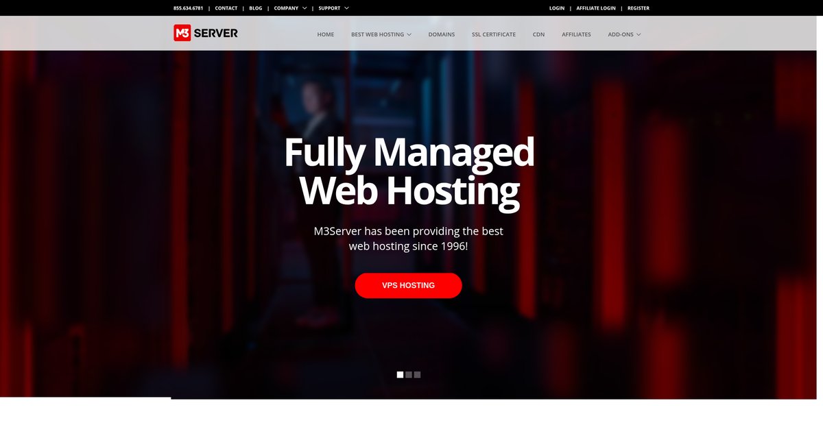 Managed Dedicated Servers and VPS Hosting by M3Server.com Screenshot