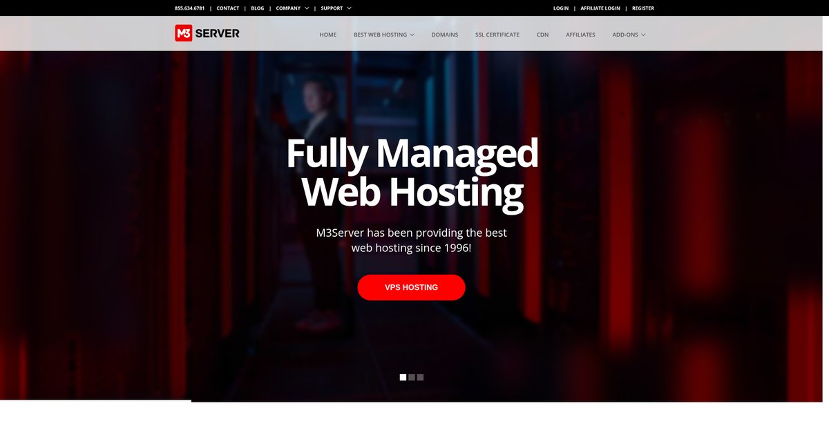 Managed Dedicated Servers and VPS Hosting by M3Server.com Screenshot