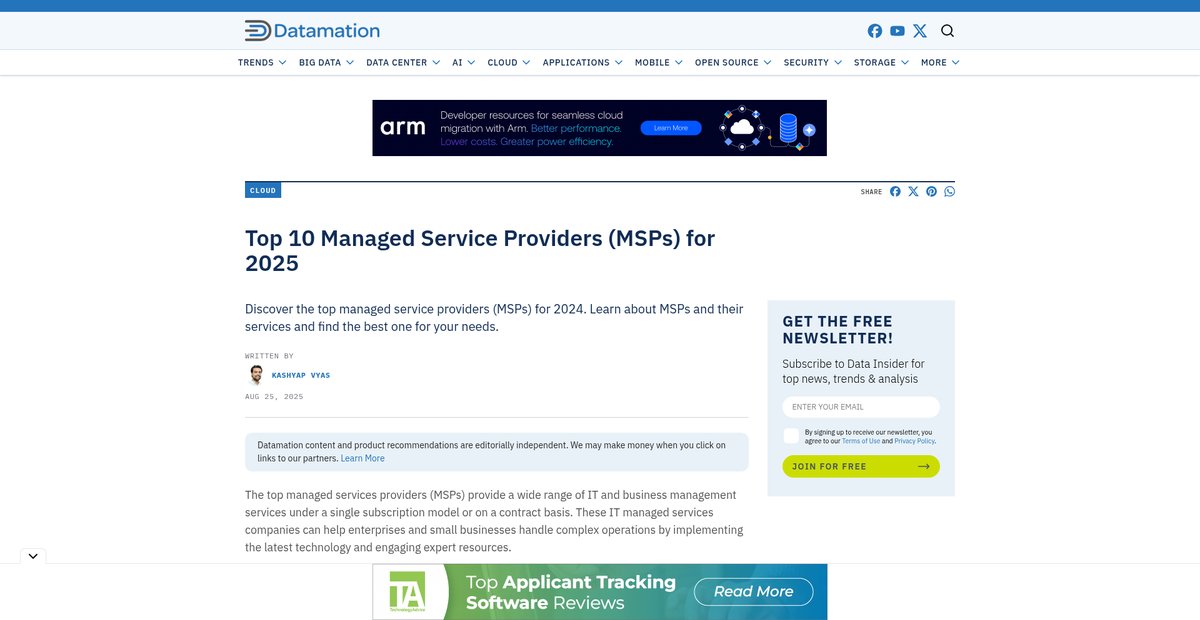 Top 10 Managed Service Providers (MSPs) for 2025 Screenshot