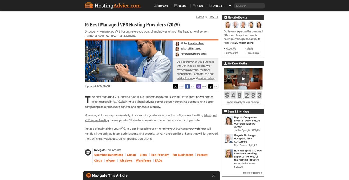 15 Best Managed VPS Hosting Providers (2025) Screenshot