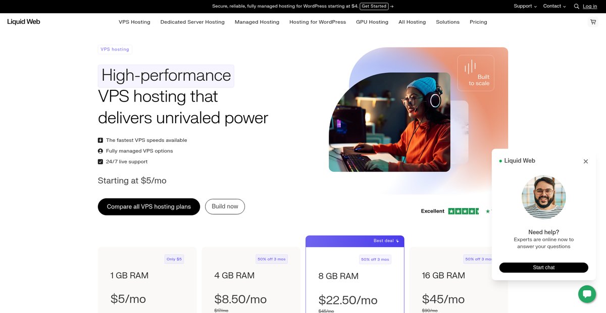 VPS Hosting Starting at $5/mo Screenshot