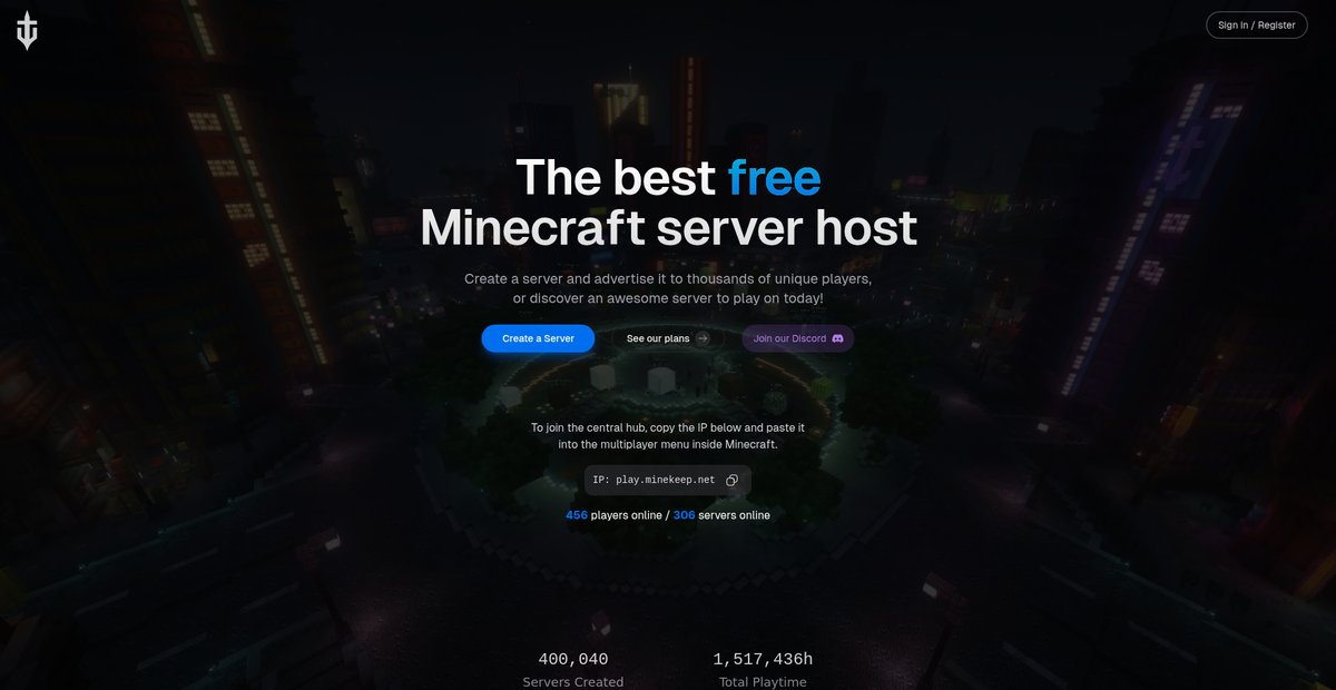 MineKeep - Free Minecraft Server Hosting Screenshot