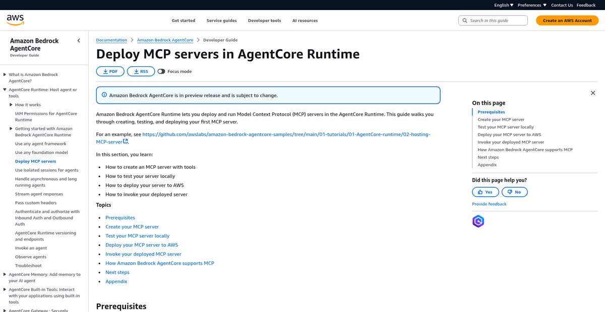 Deploy MCP servers in AgentCore Runtime Screenshot
