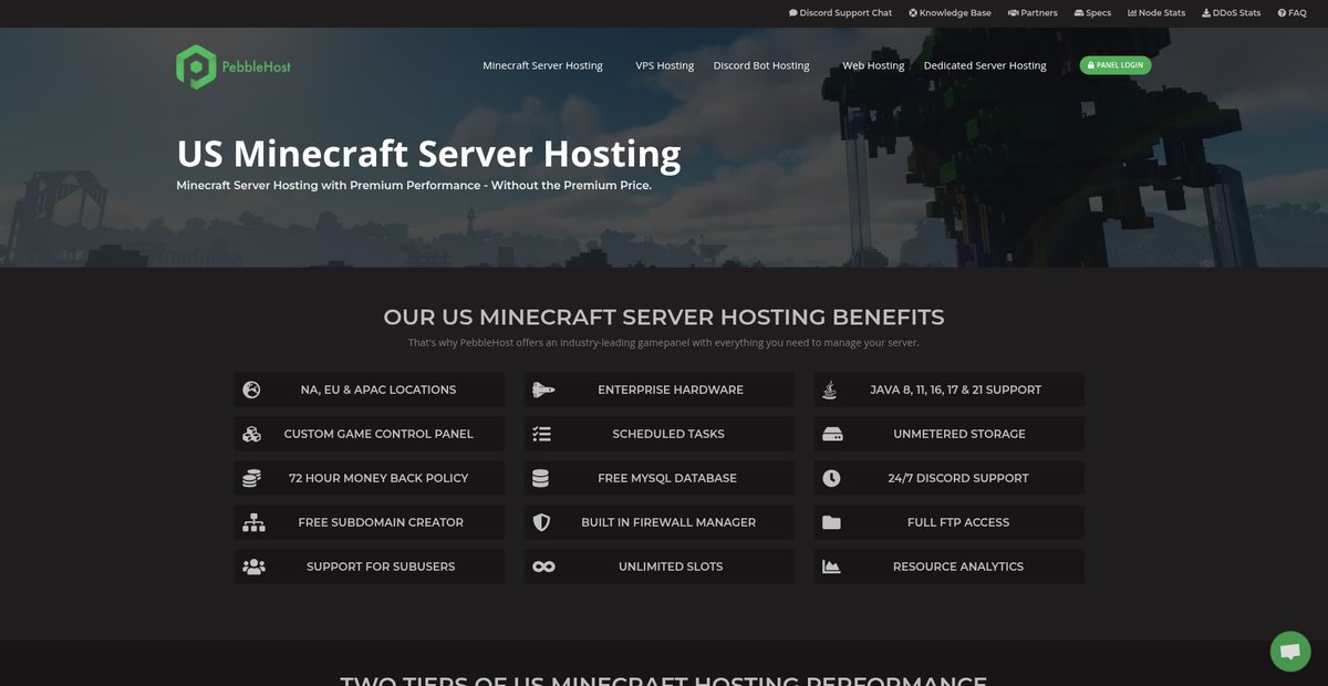 US Minecraft Server Hosting | Pebblehost Screenshot