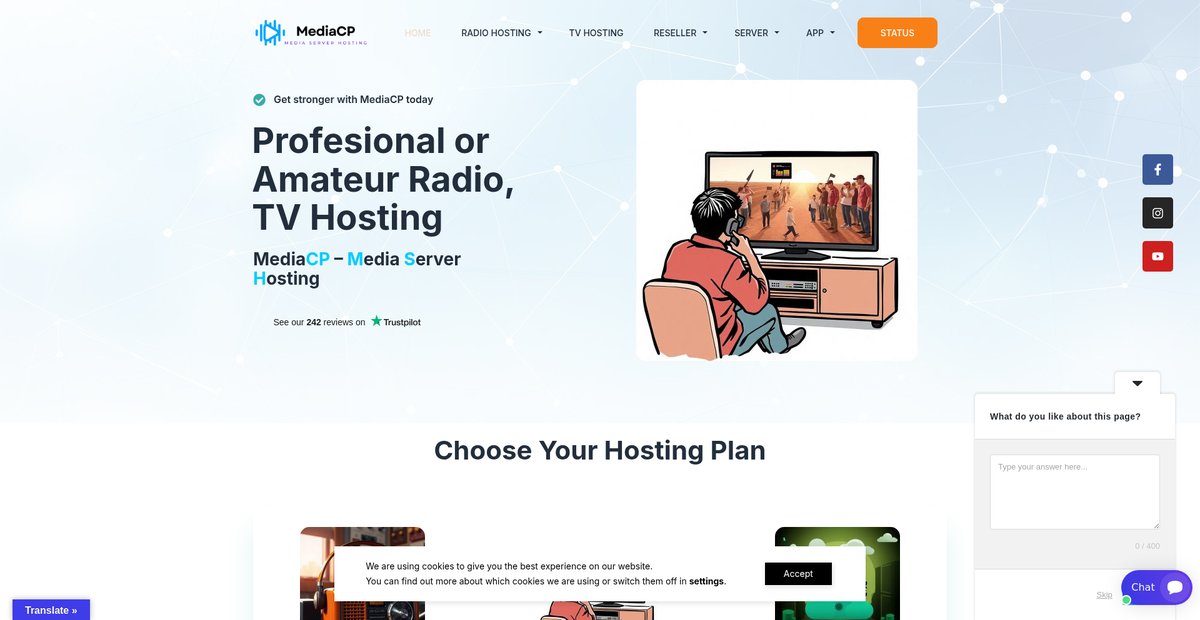 MediaCP - Media Server Hosting: Home Screenshot