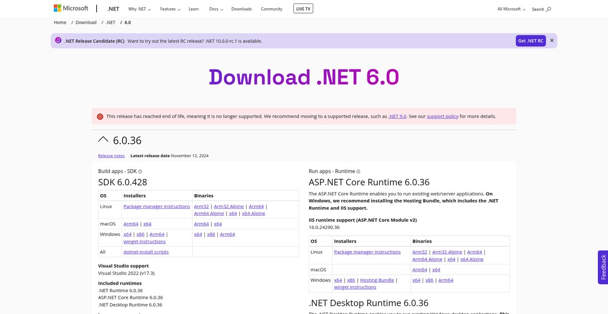 Download .NET 6.0 (Linux, macOS, and Windows) | .NET Screenshot