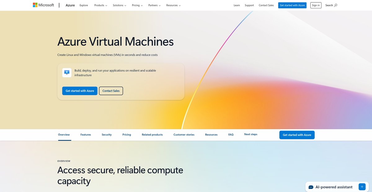 Azure Virtual Machines Screenshot