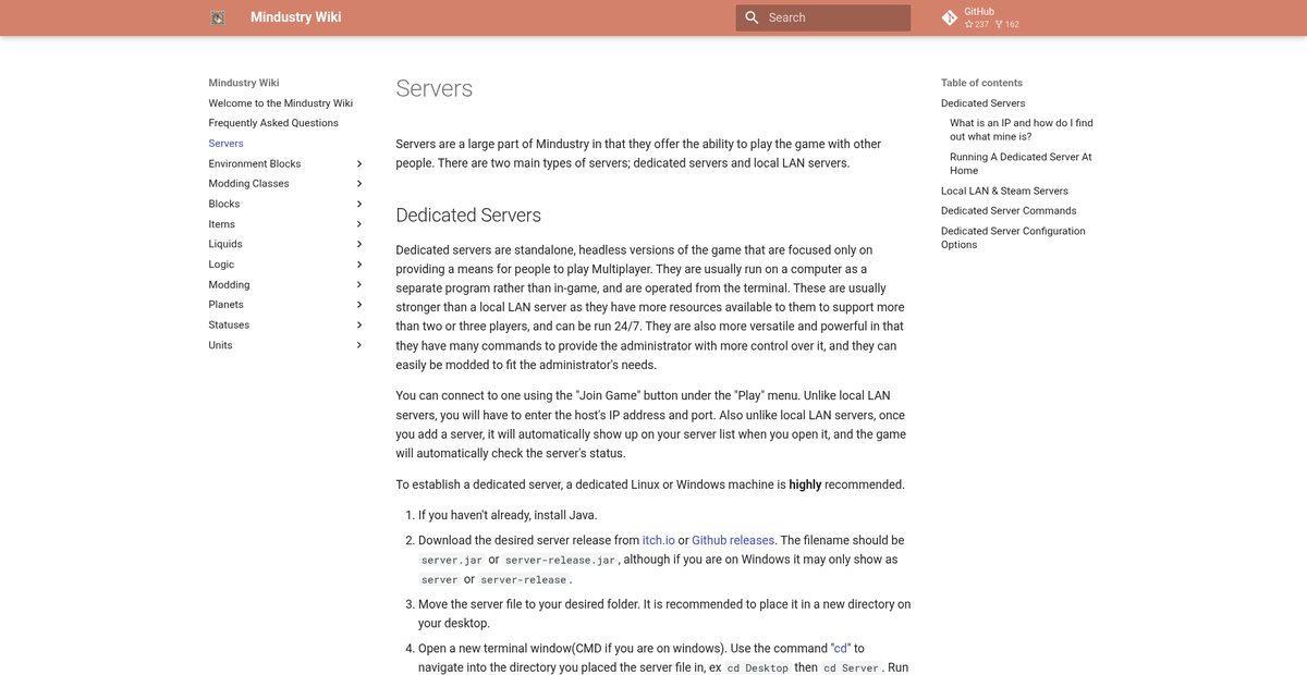 Servers - Mindustry Wiki Screenshot