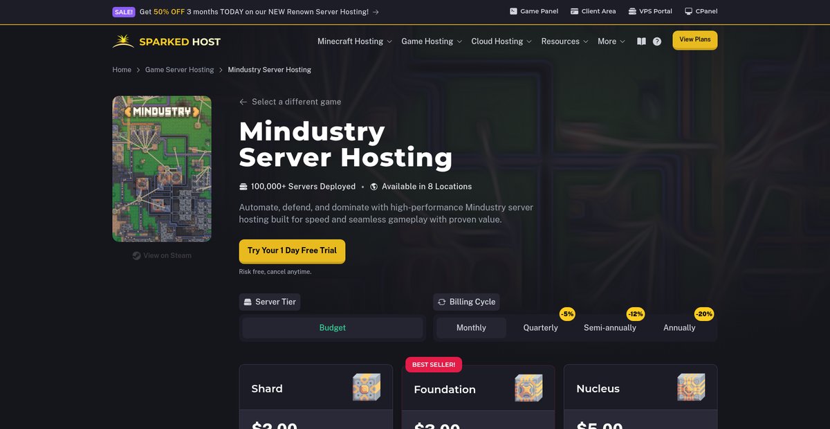Mindustry Server Hosting Screenshot