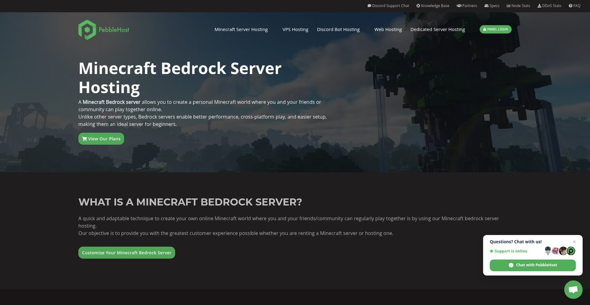 Minecraft bedrock server hosting | Pebblehost Screenshot