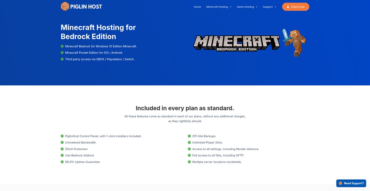 Minecraft Hosting for Bedrock Edition Screenshot