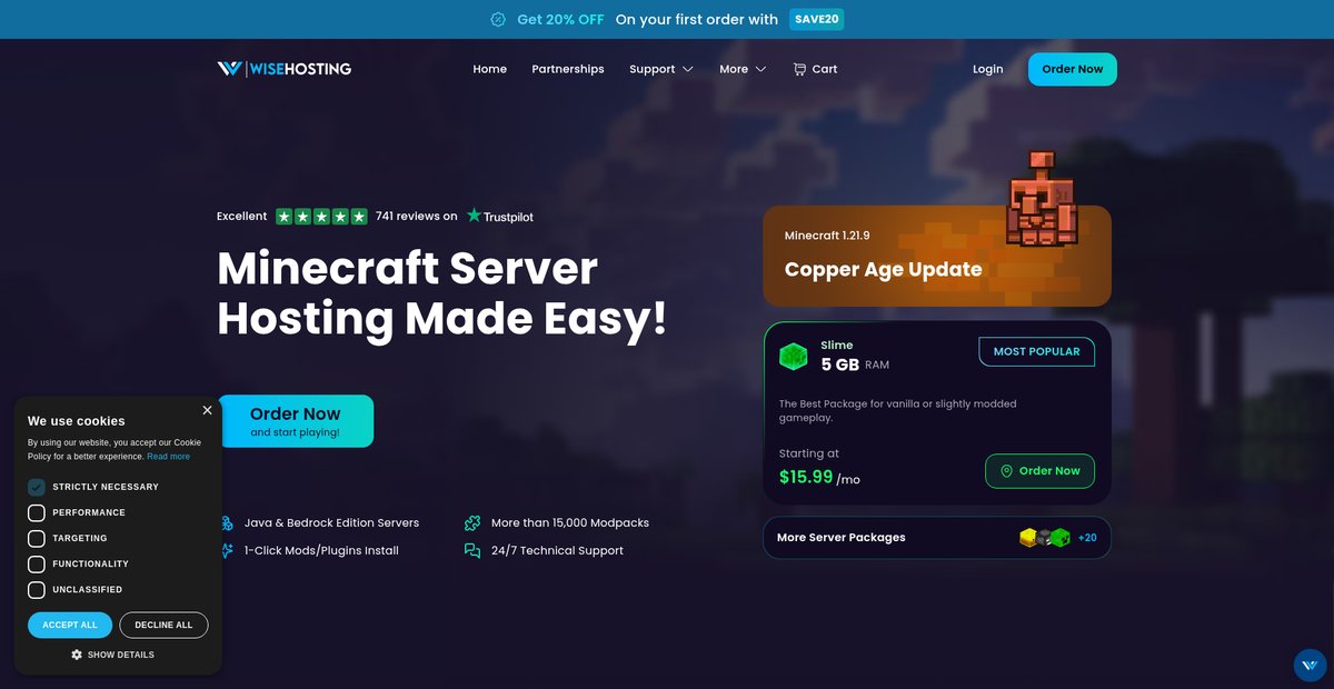 WiseHosting - Minecraft Java and Bedrock Servers Screenshot
