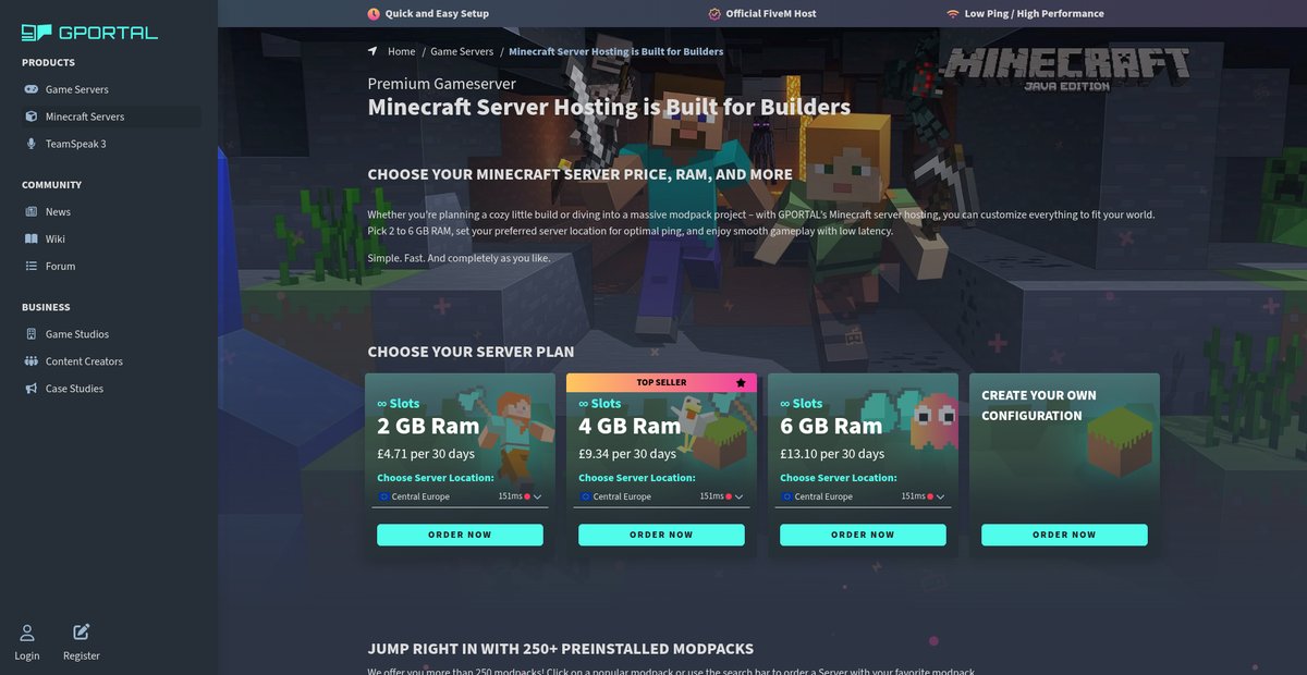 Minecraft Server Hosting | Mods, Protection, Support Screenshot