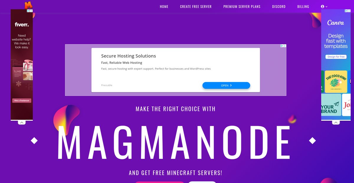 MagmaNode - Free Minecraft Server Hosting Screenshot
