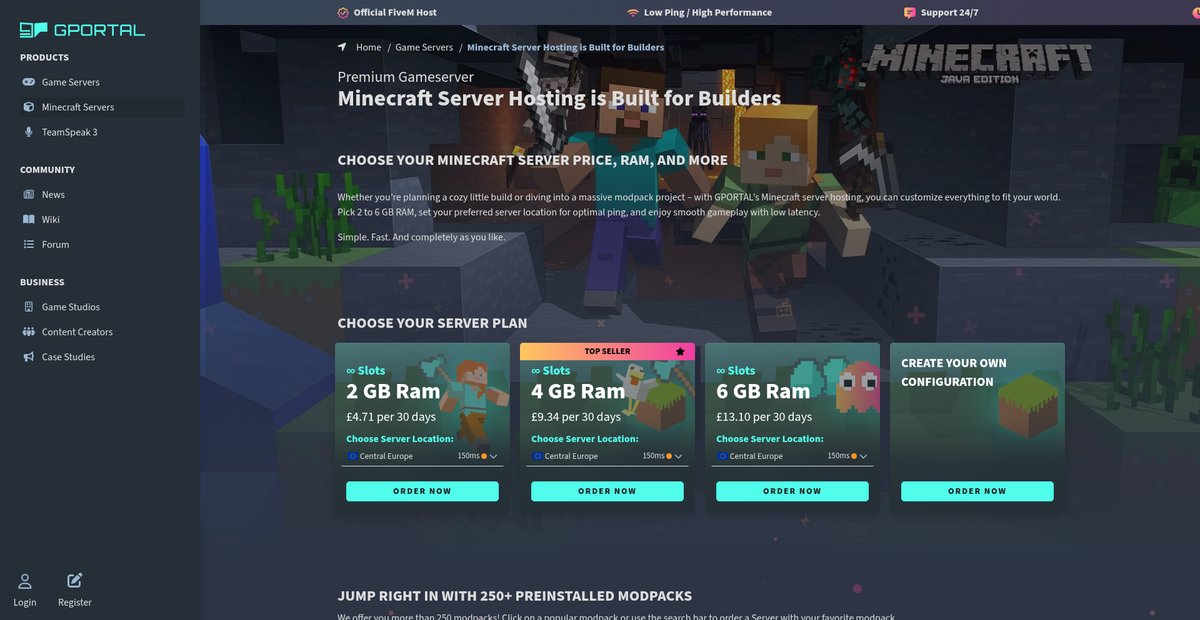 Minecraft Server Hosting | Mods, Protection, Support Screenshot