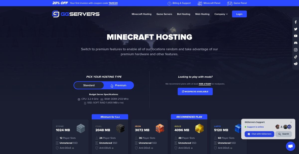 Minecraft Server Hosting | GGServers Screenshot