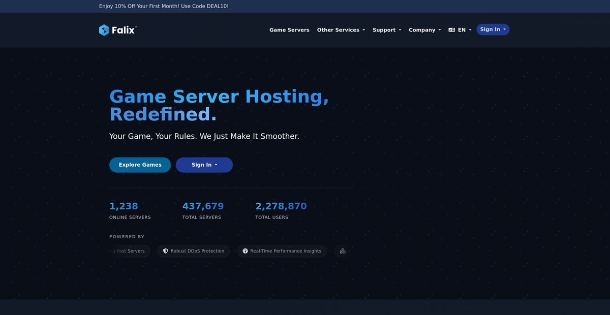 Free Minecraft Server Hosting, VPS Hosting & more - Falix Screenshot