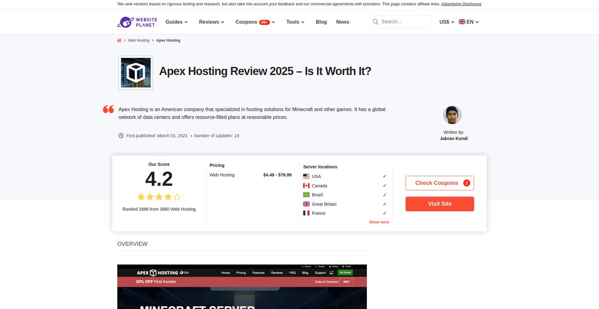 Apex Hosting Review 2025 – Is It Worth It? Screenshot