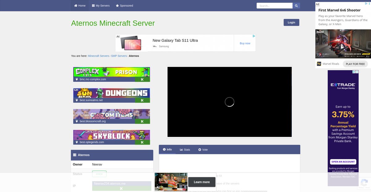 Aternos IP & Server Information Screenshot