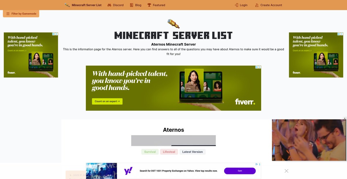 Aternos Minecraft Server Screenshot