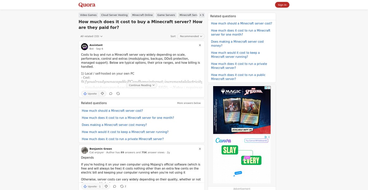 How much does it cost to buy a Minecraft server? How are ... Screenshot