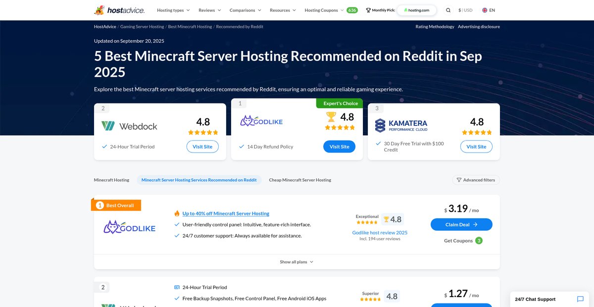 5 Best Minecraft Server Hosting Services on Reddit (Jun 2025) Screenshot