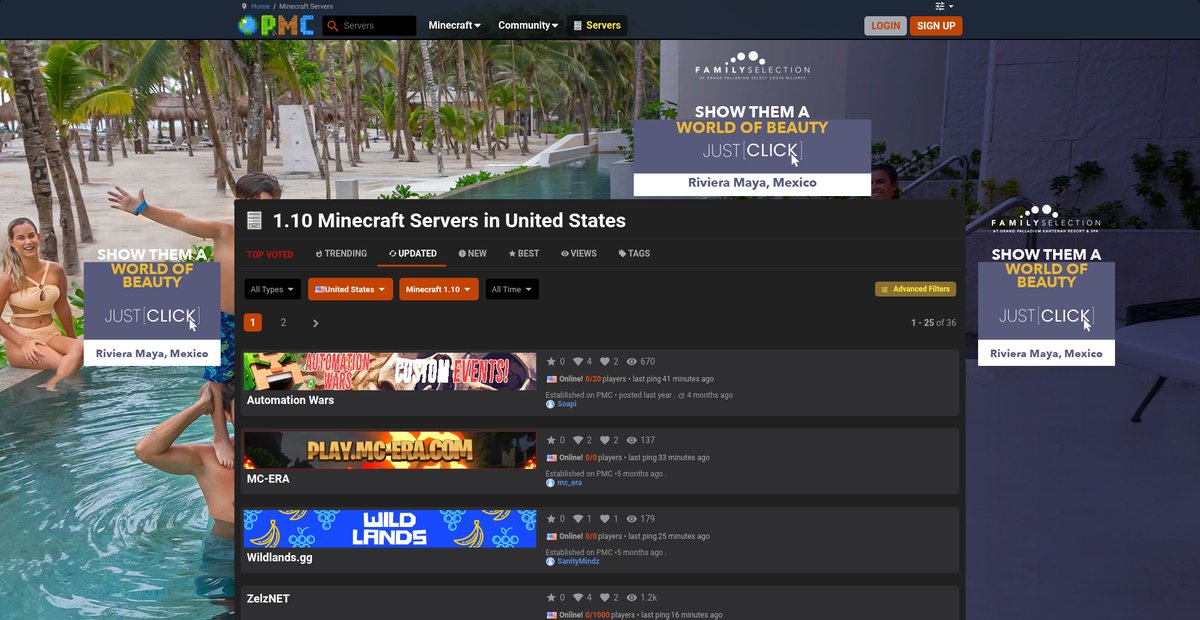 1.10 Minecraft Servers in United States Screenshot