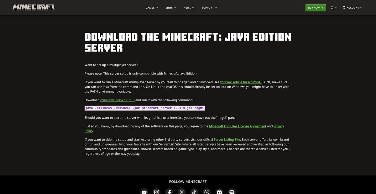 Download the Minecraft: Java Edition server Screenshot