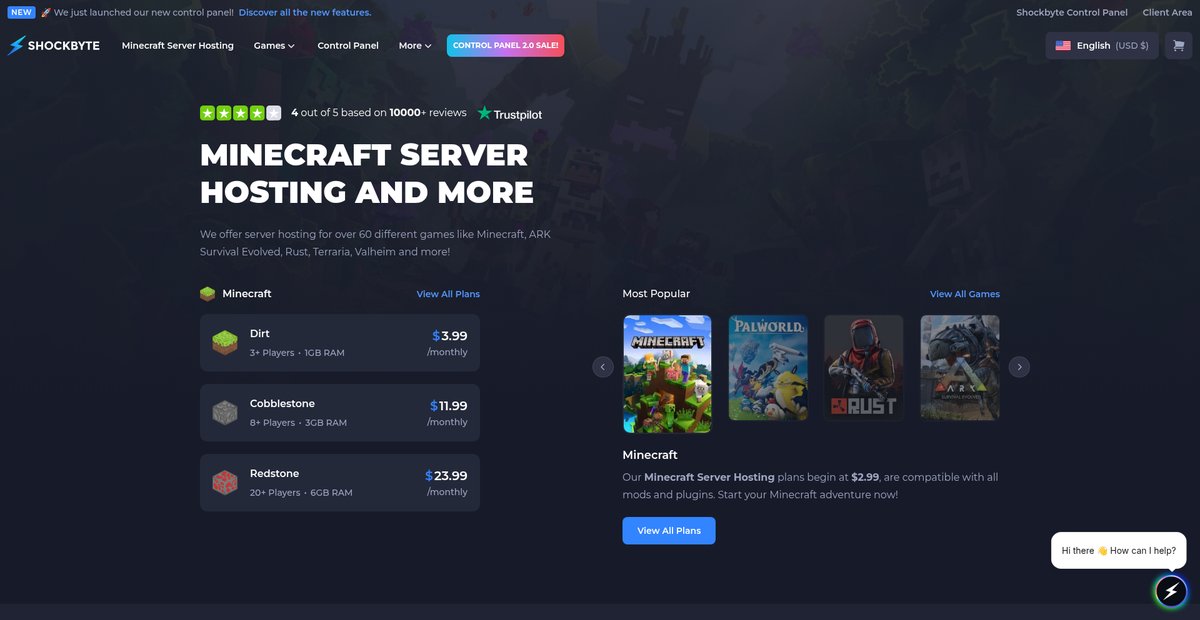 Shockbyte | Minecraft Server Hosting Screenshot