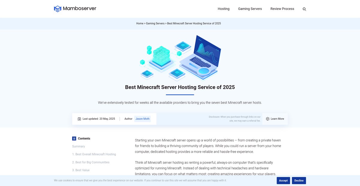 Top 7 Best Minecraft Server Hosting Providers 2025 Screenshot
