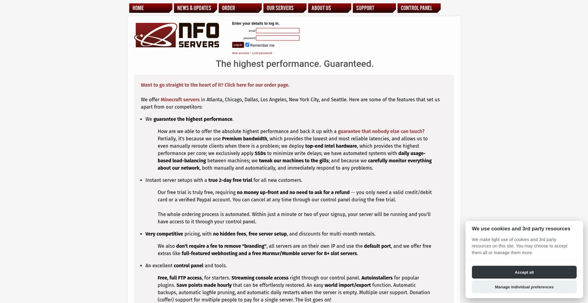 NFOservers Server Rentals :: Home :: NFOservers Screenshot