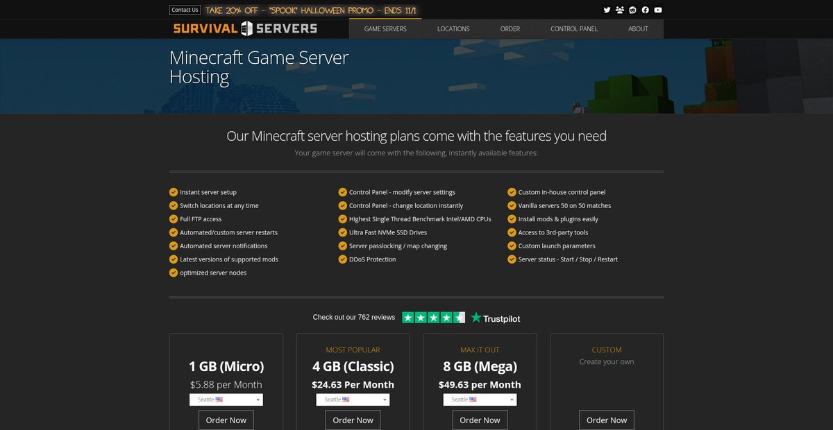Minecraft Server Hosting | Survival Servers Screenshot