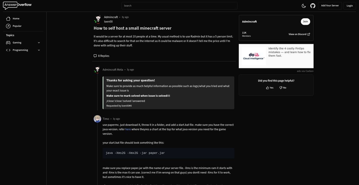How to self host a small minecraft server - Admincraft Screenshot