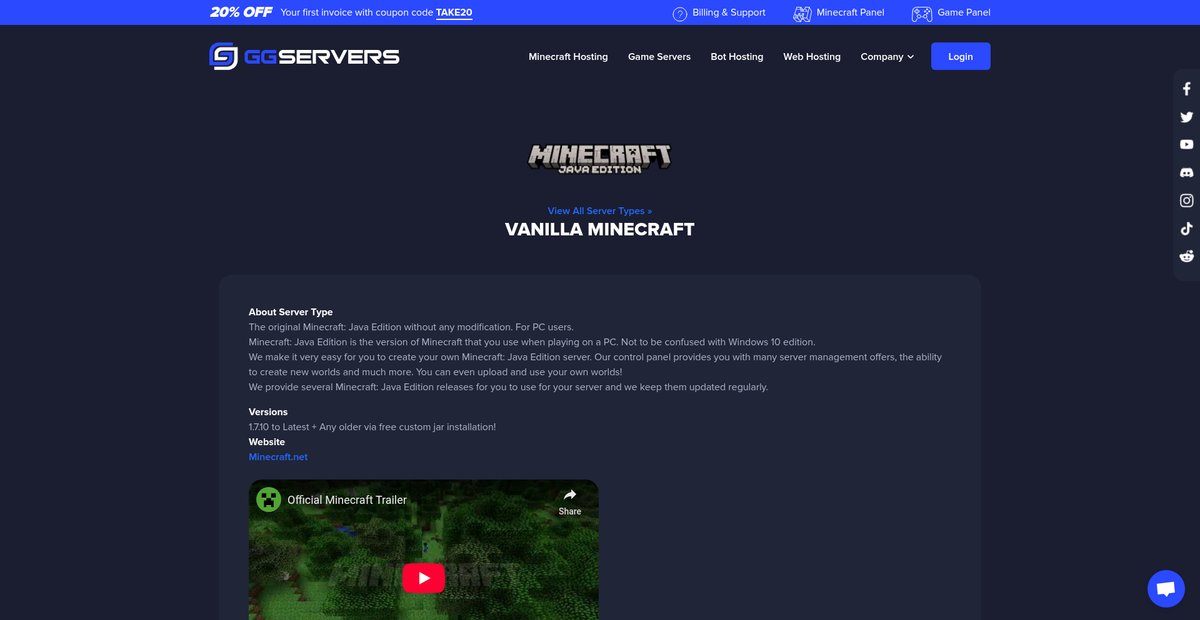 Vanilla Minecraft Servers | GGServers Screenshot