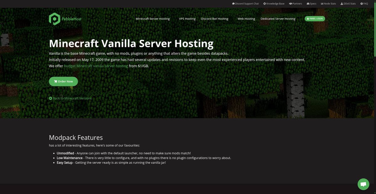 Minecraft Vanilla Server Hosting Screenshot