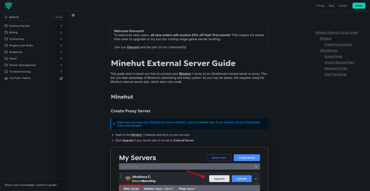 Minehut External Server Guide Screenshot