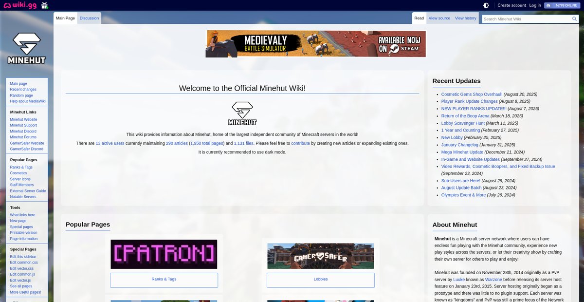 Official Minehut Wiki Screenshot